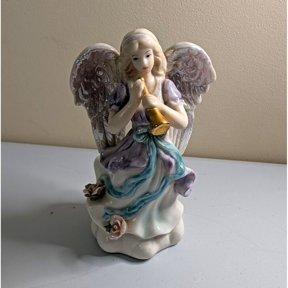 Cosmos Kimberly's Originals Porcelain Angel Trumpet Figurine 6in 1998 3D B16